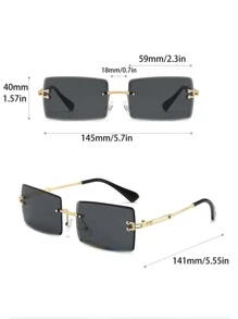 1 副男女款休闲方形无框时尚眼镜，适合日常装饰、海滩、节日派对拍照道具，适合夏季海滩度假、户外、旅行 - 無色 - 查看 6