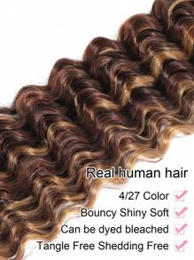 Curly Hair Honey Blonde Highlight 4/27 Human Hair Bundles Brazilian Deep Wave Bundles Human Hair 32 Inch Virgin Hair Weave 1PC Bundles Ombre Wavy 4/27 Colored For Women Human Hair - S4/27 - View 4