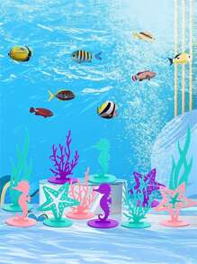 10pcs Felt Underwater World Tableware Decorations, Centered On A Mermaid Princess Themed Birthday Party Tabletop, DIY Furniture, Suitable For Birthday Party, Home Decor (5 Styles, Random Colors), Party Promotion, Back To School, Carnival