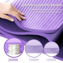 Extra Thick 20mm Yoga Mat Gym Exercise Mat For Workout Fitness Pilates Non Slip Portable 183*61*2cm - Purple - View 4