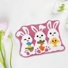 Easter Bath Mat Bunny Egg Non-Slip Mat Washable Rug Absorbent Bathroom Mat For Bedroom Living Room Spring Bathroom Decor