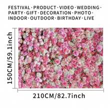 1pc Pink Floral Wall Photography Backdrops 3D Roses Flowers Party Banner 59.1*39.4/82.7*59.1/106.3*70.9 Inches Happy Mother's Day Newborn Bridal Wedding Birthday Anniversary Photo Background Indoor Outdoor Romantic Decoration Supplies