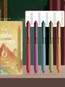5pcs Multi Color Gel Pens Set Cream / Morandi / Retro 0.5mm Ballpoint Quick-Dry Ink For Writing School - Multicolor - View 13