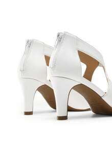 Women's Kitten Heels Solid  Color Pumps Closed Pointed ToeComfortable Elegant Party Wedding Dress Shoes - 白色 - 查看 6