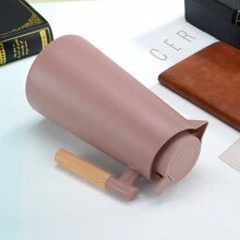 1000ML/33.8oz 真空隔热热水瓶，带按钮一键式分配器，北欧风格热水瓶，塑料外壳和玻璃内胆，咖啡壶，重返校园 - 黑色 - 查看 5