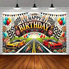 Phông nền sinh nhật xe đua - Trang trí tiệc theo chủ đề ô tô - Đa năng - Không cần điện - xanh quân đội - Xem 1