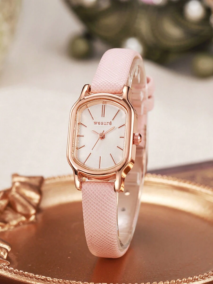 1pc/Set Fashionable Roman Numeral Dial Square Leather Band Quartz Watch, Suitable As Birthday, Teenager, New Year Gift