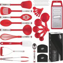 Kitchen Utensils Set 35 PCS Cooking Utensils Set, Nonstick And Heat Resistant Nylon Stainless Steel Silicone Spatula Set - Kitchen Gadgets Home Essentials Kitchen Accessories, Apartment Must Haves