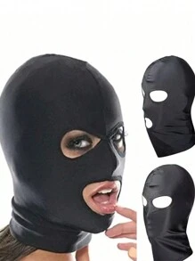 1 件装弹性布口罩和眼罩角色扮演万圣节防晒面具脸基尼头饰 - 黑色 - 查看 2
