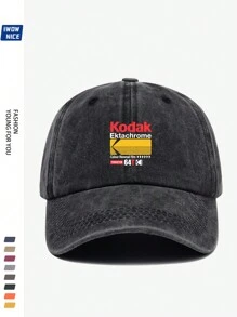 1pc Vintage Korean Style BLACK Film Print Adjustable Casual Baseball Cap, Unisex Retro Trucker Hat, Soft Peak, All Season, Suitable For Leisure, Hiking, Photography, Birthdays, Parties, Holiday & Valentine's Day Gifts