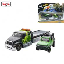 Burago 1:64 1988BMW M3 2021 Bronco Wildtrak Modified Car Transporter Set Simulation Alloy Flatbed Tractor Trailer Car Model Toy Christmas Birthday Gift For Collectors