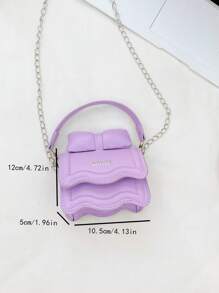 Kids Fashion Mini Crossbody Bag For Girls, Bow Decor Chain Strap Versatile Shoulder Bag - Purple - View 4