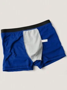 1pc Men's Breathable Printed Briefs, "I Love My Wife" Pattern - Blue - View 5