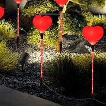 6 Pcs Valentines Day Outdoor Decorations Lights Set Solar Red Heart  Light LED Atmosphere Light For Home Party Holiday Wedding Garden Decor - Red - View 4