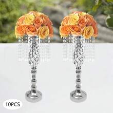 10 Pcs 19.3 Inches Tall Crystal Flower Stand Wedding Road Lead Tall Flower Holders Centerpiece Crystal Flower Metal Flower Vase For Reception Tables Wedding Supplies - Bạc - Xem 6