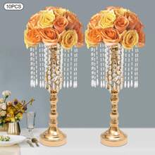 10 Pcs 19.3 Inches Tall Crystal Flower Stand Wedding Road Lead Tall Flower Holders Centerpiece Crystal Flower Metal Flower Vase For Reception Tables Wedding Supplies - Vàng - Xem 6