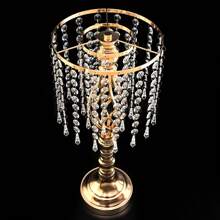 10 Pcs 19.3 Inches Tall Crystal Flower Stand Wedding Road Lead Tall Flower Holders Centerpiece Crystal Flower Metal Flower Vase For Reception Tables Wedding Supplies - Vàng - Xem 3