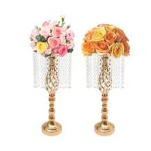 10 Pcs 19.3 Inches Tall Crystal Flower Stand Wedding Road Lead Tall Flower Holders Centerpiece Crystal Flower Metal Flower Vase For Reception Tables Wedding Supplies - Vàng - Xem 8