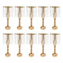 10 Pcs 19.3 Inches Tall Crystal Flower Stand Wedding Road Lead Tall Flower Holders Centerpiece Crystal Flower Metal Flower Vase For Reception Tables Wedding Supplies - Vàng - Xem 11