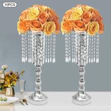 10 Pcs 19.3 Inches Tall Crystal Flower Stand Wedding Road Lead Tall Flower Holders Centerpiece Crystal Flower Metal Flower Vase For Reception Tables Wedding Supplies - Bạc - Xem 5