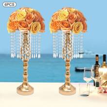10 Pcs 19.3 Inches Tall Crystal Flower Stand Wedding Road Lead Tall Flower Holders Centerpiece Crystal Flower Metal Flower Vase For Reception Tables Wedding Supplies - Vàng - Xem 5