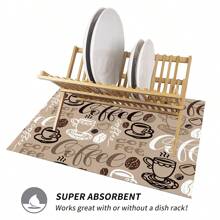 1pc Coffee Mat, Coffee Cup Drying Mat, Coffee Machine Countertop Mat, Coffee Enthusiast Rubber Tableware Drying Mat,  Kitchen Splash Proof Mat - Multicolor - View 9