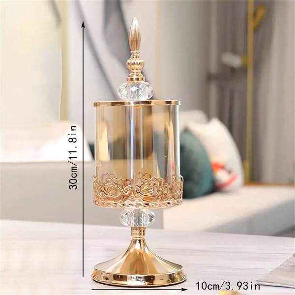 1 peça de jarra de vidro vintage com tampa - jarra de doces chique europeia para decoração de sala de estar, destaque de mesa de centro e vitrine de mesa, destaque estético para casa para doces