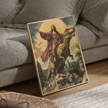 FajerminArt 1pc Optional Frame Vintage Jesus Riding Dinosaur Posters For Living Room & Bedroom Decor Wall Arts Decor Canvas Painting Gift Posters - Multicolor - View 7
