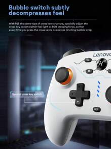 Lenovo 联想 S04 黑白游戏手柄，电池续航时间长，蓝牙连接，霍尔传感器 1000Hz，3 种连接模式，多功能操纵杆，带来身临其境的游戏体验，静音按钮，无线连接，兼容多种设备
