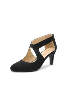 Women's Kitten Heels Solid  Color Pumps Closed Pointed ToeComfortable Elegant Party Wedding Dress Shoes - màu đen - Xem 4