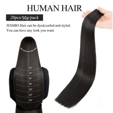 女士真人发接发，巴西直发，胶带式，自粘式 - S1 - 查看 7