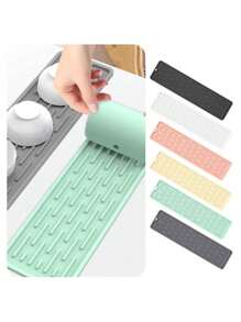 1pc Kitchen Drying Mat, Heat Resistant Silicone Trivet, Quick Dry Dishwashing Mat, Extended Silicone Drain Mat, Kitchen Heat Insulation Mat, Pot Holder, Non-Slip Dish & Cup Mat