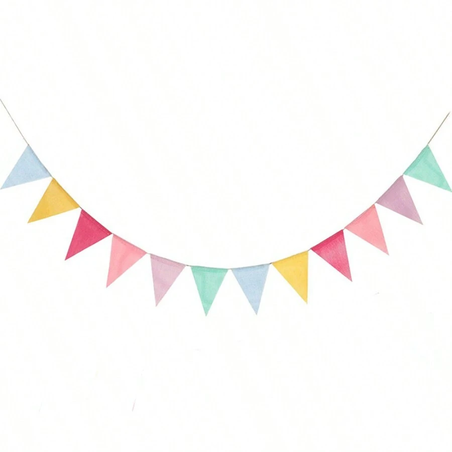 1 件三角旗横幅 12 面多色彩旗仿亚麻横幅，生日派对盛大开幕圣诞节婚礼装饰品，多功能悬挂家庭派对用品 - 彩色 - 查看 1