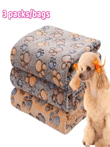 Paquete de 3 mantas para mascotas, paquete de 1 cama para perros y gatos, adecuado para todas las estaciones, apto para mascotas pequeñas, medianas y grandes, alfombrilla para gatos