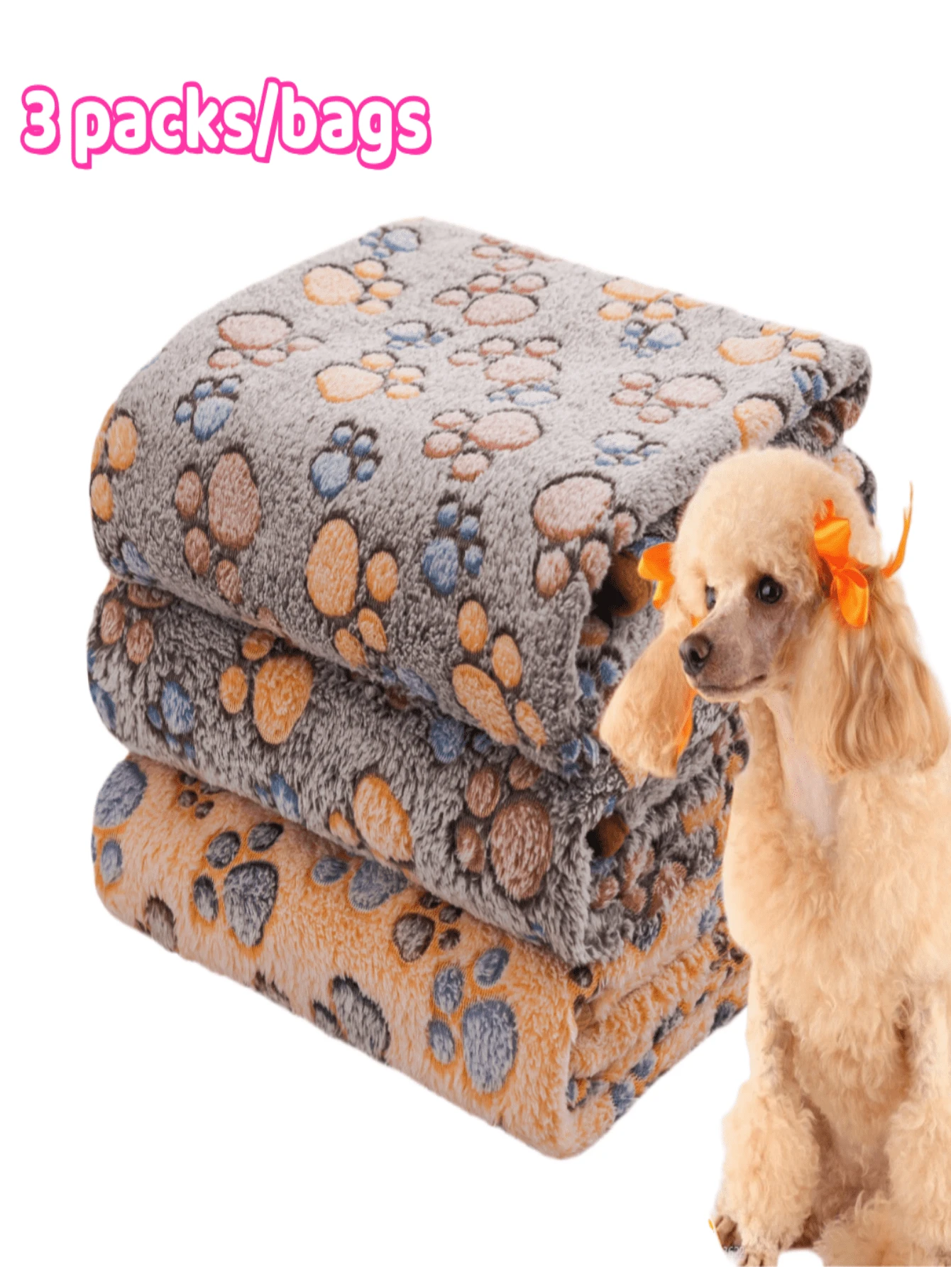 Paquete de 3 mantas para mascotas, paquete de 1 cama para perros y gatos, adecuado para todas las estaciones, apto para mascotas pequeñas, medianas y grandes, alfombrilla para gatos