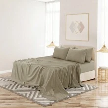 LUX DECOR 6-Piece Embroidered Bed Sheet Set – Brushed Microfiber, Deep Pocket, Lightweight & Breathable – Graduation Gifts, Home Decor, Sleep Protection For Dorms, Student Beds, Back‑To‑School Gift, Soft Bed Linens, Comfortable Sleep, Luxury Bed Set, Valentine's Day Bedroom, Spring Bedding Refresh, Guest Room Essentials, Dorm Room Bedding, Premium Bed Linens, Easy Care Sheets, Hypoallergenic Fabric, Year-Round Comfort, Master Bedroom Update, Matching Bedding Set, Hotel Quality Linens - 米色 - 查看 6