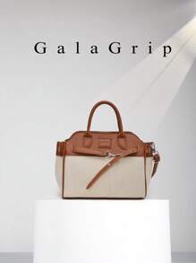 Bolso cruzado casual con cordón y bloques de color, de diseño único, versátil y elegante para uso diario y equipaje de mano, bolso de mujer de lujo - Marrón - Ver 1