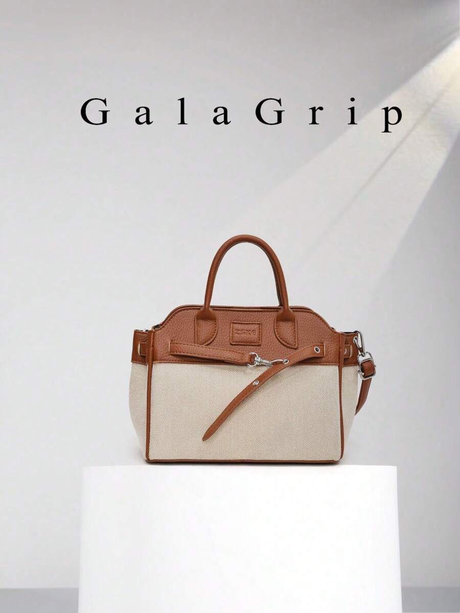 Bolso cruzado casual con cordón y bloques de color, de diseño único, versátil y elegante para uso diario y equipaje de mano, bolso de mujer de lujo - Marrón - Ver 1