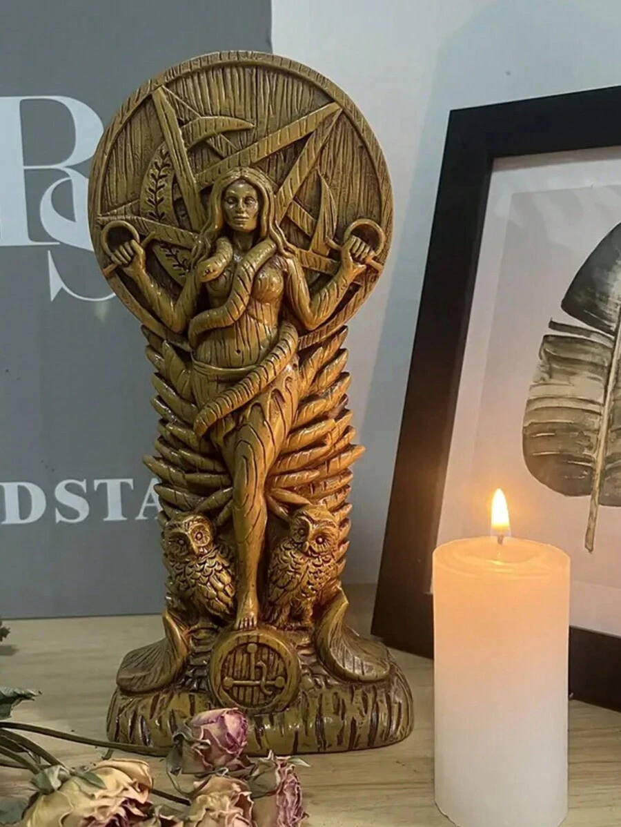 1 pezzo Statua della dea, Scultura della dea occidentale, Dea strega sumera, Saggezza femminile, Altare pagano, Dea, Statuetta della dea serpente Medusa, Decorazione per la casa - Multicolore - Visualizzare 1