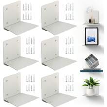 Invisible Floating Bookshelf, Heavy-Duty Hanging Bookshelves, Steel Constructed Wall Mounted Hidden Bookshelf With Mounting Hardware, 6PCS Grey