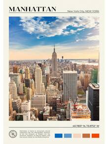 1 pieza Póster de escena de viaje a Nueva York con pintura en lienzo de las Montañas Catskill, Central Park y el Valle del Río Hudson para decoración de oficina y hogar sin marco