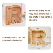 1pc A-Z Letters Coin Bank, Wooden Piggy Bank With Clear Window, Acrylic Decorative Creative Coin Jar, Exercise Children Saving Ability, Birthday/Valentine"S Day Gift For Boys - Multicolor - View 14