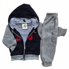 Sea Surf Children's Plush Sweatshirt Set, Fully Lined, Cozy And Warm, Ideal For Intense Cold, Casual And Modern Style For Boys, Perfect For Walks, Parties, Outdoor Play, Daily Use In Winter And Gifts. - 藏蓝色 - 查看 3