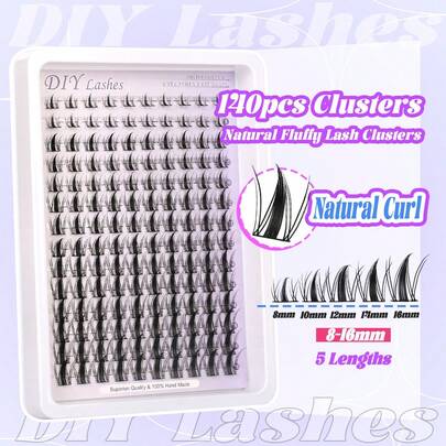 Himirell 140 piezas Grupos de pestañas de estilo manga C Curl, pestañas suaves y naturales de 8-16 mm, mezcla de grupos de pestañas postizas individuales DIY, fáciles de usar y reutilizables para maquillaje diario
