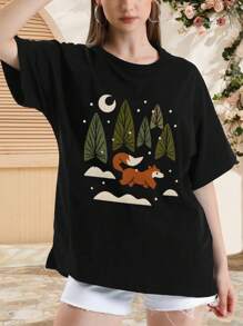 Charming Snowy Evening Fox Women's Women T-Women's Shirt