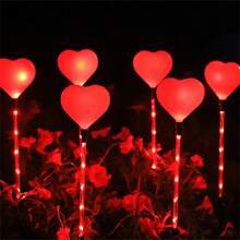 6 Pcs Valentines Day Outdoor Decorations Lights Set Solar Red Heart  Light LED Atmosphere Light For Home Party Holiday Wedding Garden Decor - Red - View 3