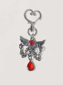 Yk2 Chilly Angel Wing Tassel Alloy Pendant Pendant Angel Wing Bracelet Necklace Diy Jewelry Accessories Keychain Bag Pendant, Silver Angel Wing Tassel Rhinestone Shiny Bag Pendant, Cute Keychain Purse Backpack Car Key Pendant Earbud Box Accessories