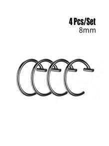 4pcs Fake Nose Rings, Stainless Steel Fake Lip Rings, Nose Clips, C-Shaped Lip Rings, No Piercing Required, Punk Style Body Jewelry, Unisex, Painless Wear