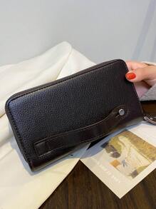 双拉链便携式钱包 适合日常使用 女士钱包 钱袋 钱包 长款钱包 - 棕色 - 查看 2