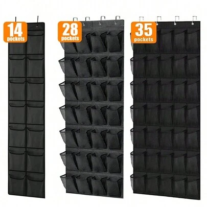 1pc Large Pocket Shoe Boxes On Doors, Hanging Shoe Boxes In Closets, Quality Clear Shoe Racks On Doors, Shoe Racks And Metal Hook Storage Behind Doors